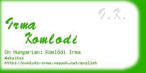 irma komlodi business card